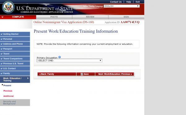 Раздел Work/Education/Training