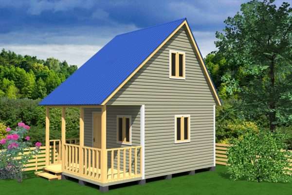 Дачный домик с синей крышей