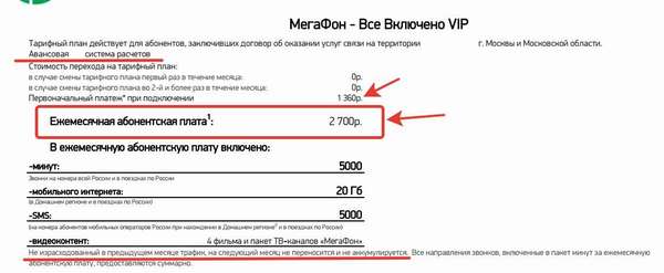 Обзор тарифного плана «Всё включено VIP» от Мегафон