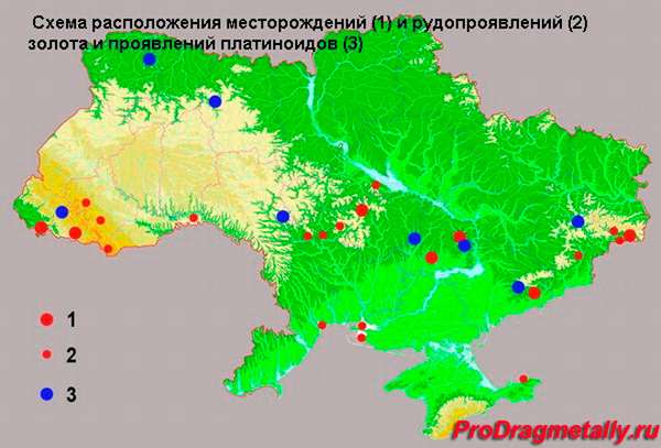 Карта золото в Украине